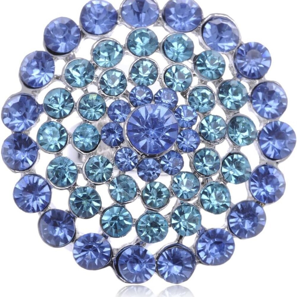 Adustable Silver Blue Purple Iridescent Crystal Rhinestones Snowflake Flower Flo